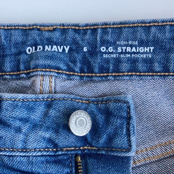 Old Navy O.G. High-Waisted O.G. ripped distressed blue jeans button close - Picture 10 of 16